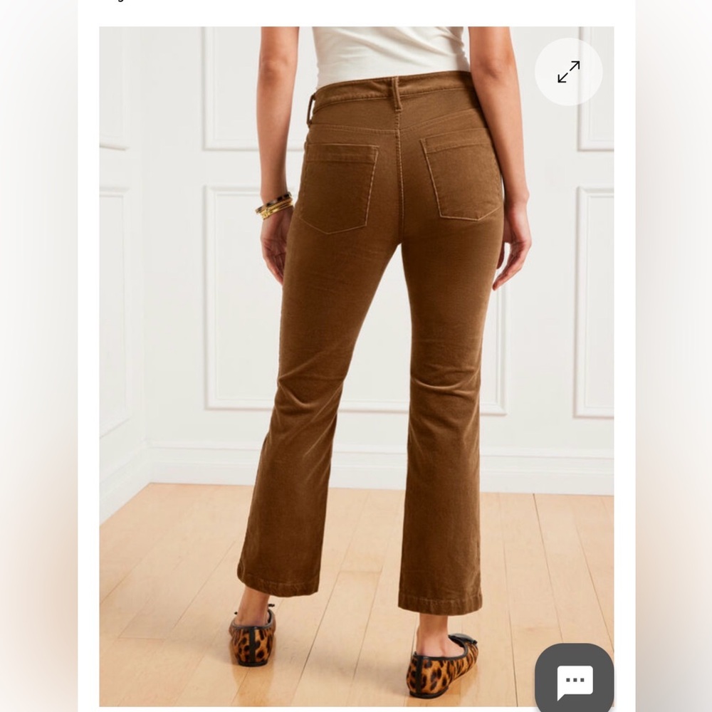 NEW Talbots Stretch Corduroy Demi Boot Ankle Tan Pants Size 10